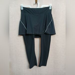 Sweaty Betty Black Padded Cycling Skirted Leggings with Gray Accents